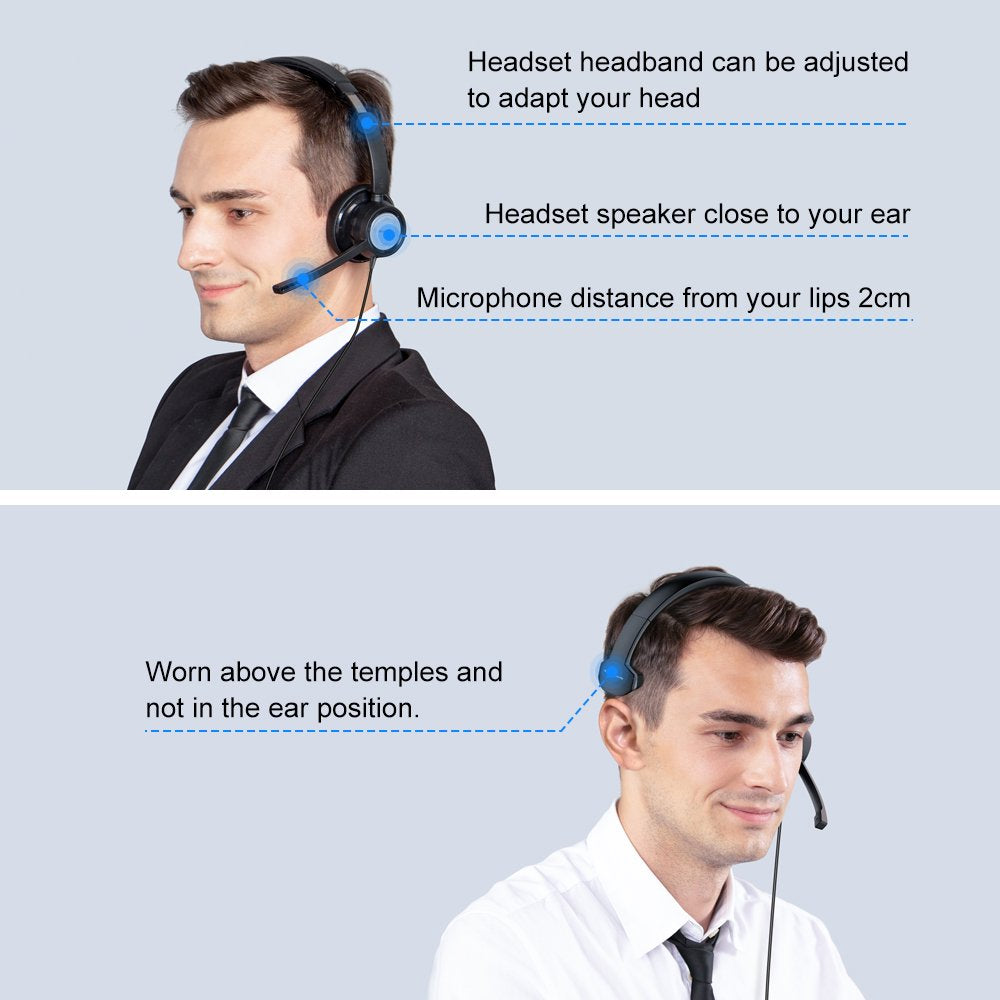 New bee USB Headset with Microphone for PC Computer Headset, Single Ear  Headset Noise Cancelling Mic, Call Center Wired Headset with 3.5mm/USB/Type  C