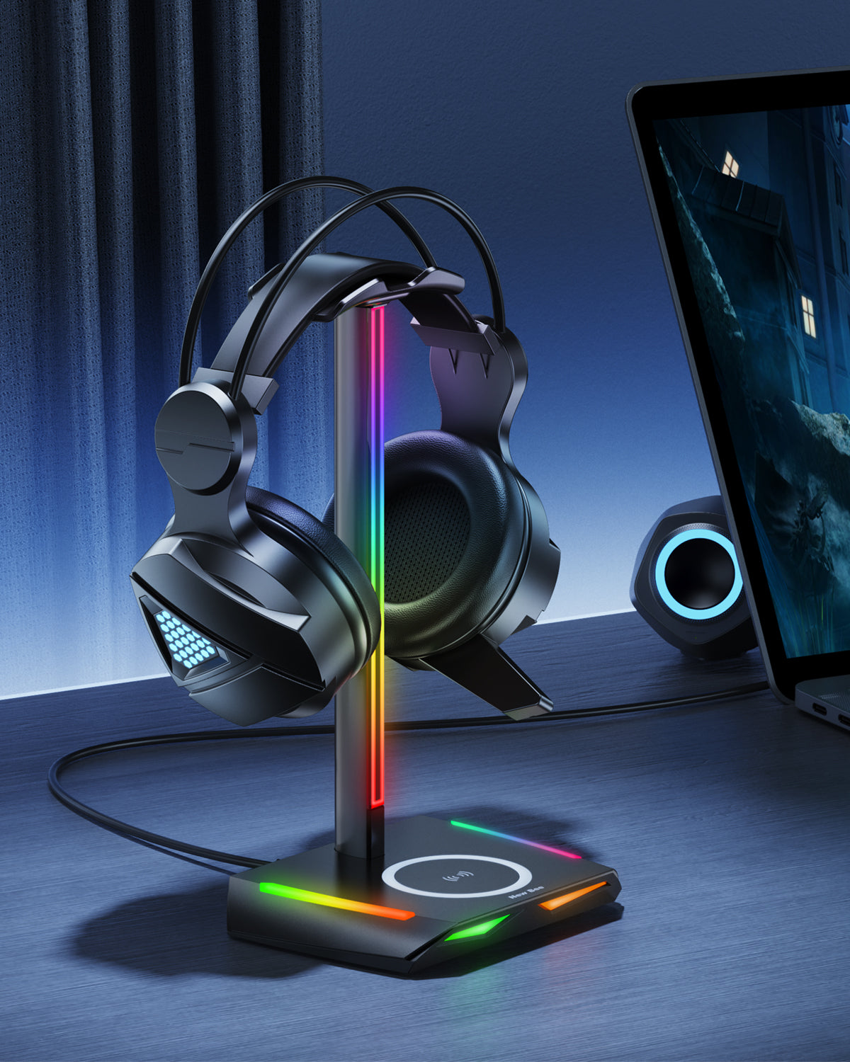 RGB Headphone Stand Z12 with Wireless Charging – New Bee