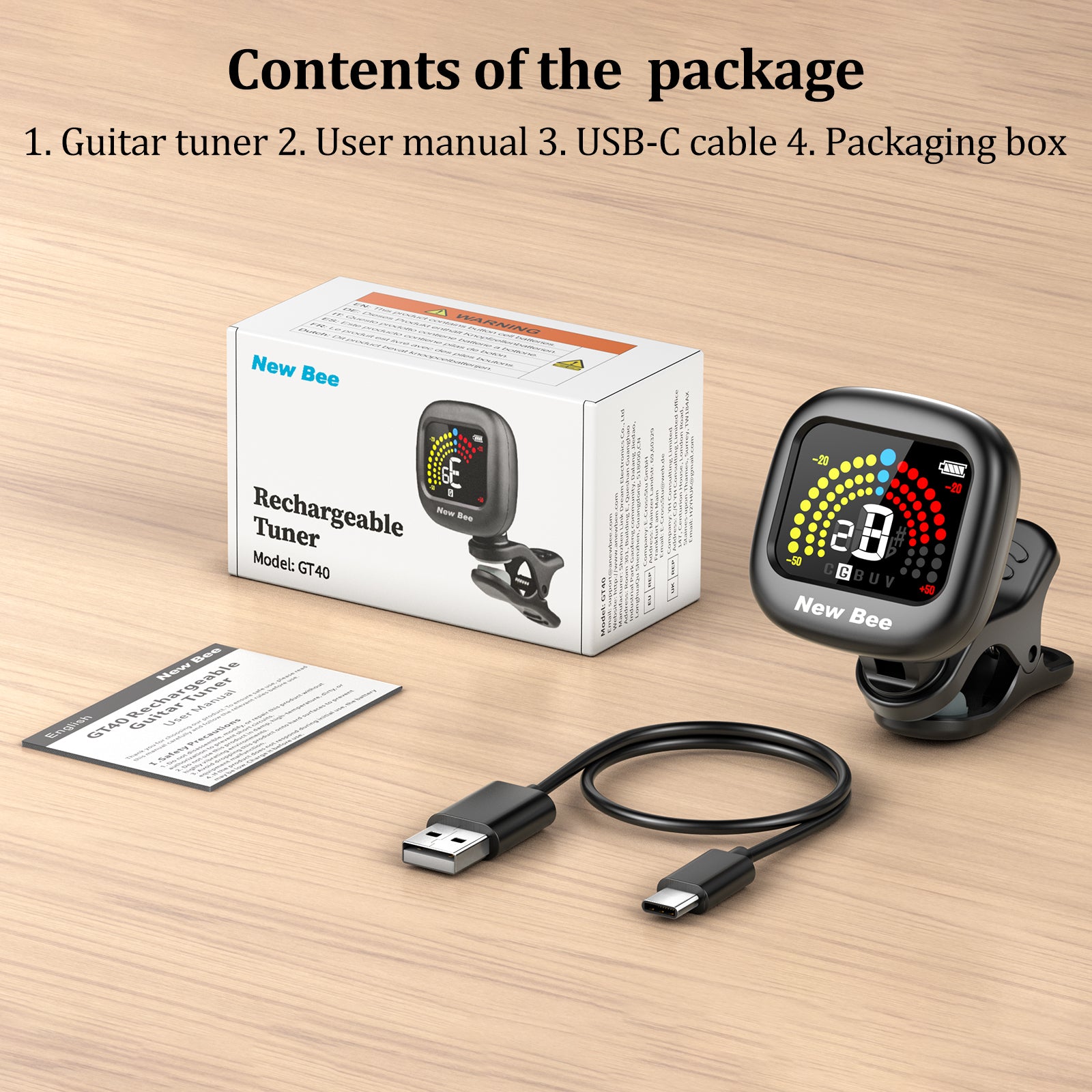New Bee Guitar Tuner Rechargeable GT40