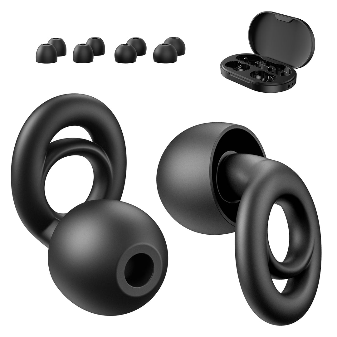 Noise Cancelling Ear Plugs For Sleeping - 2 Pack Black Earplugs With Carrying Case 27-48 DB Reduction