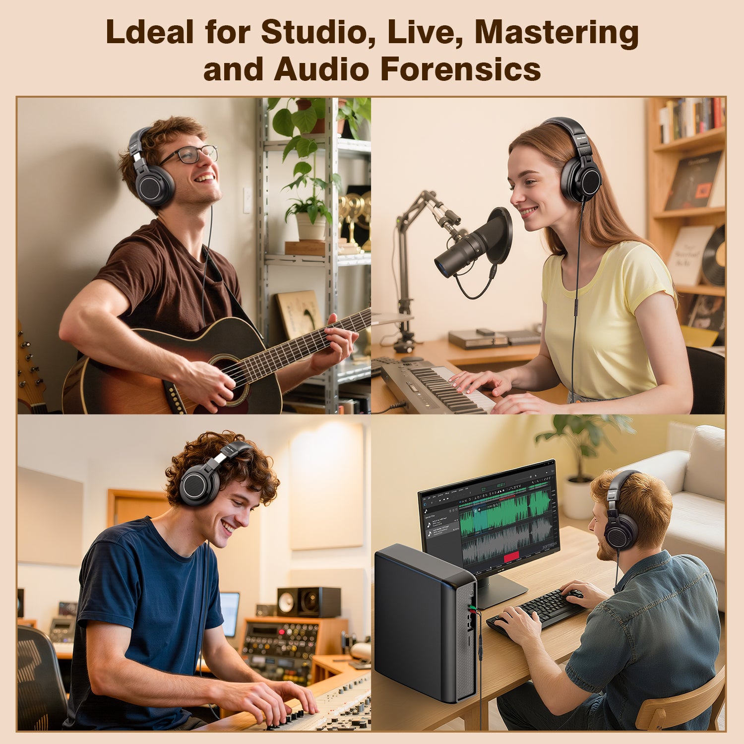 Wired Over Ear Headphones with 50mm Drivers Studio Monitor New Bee