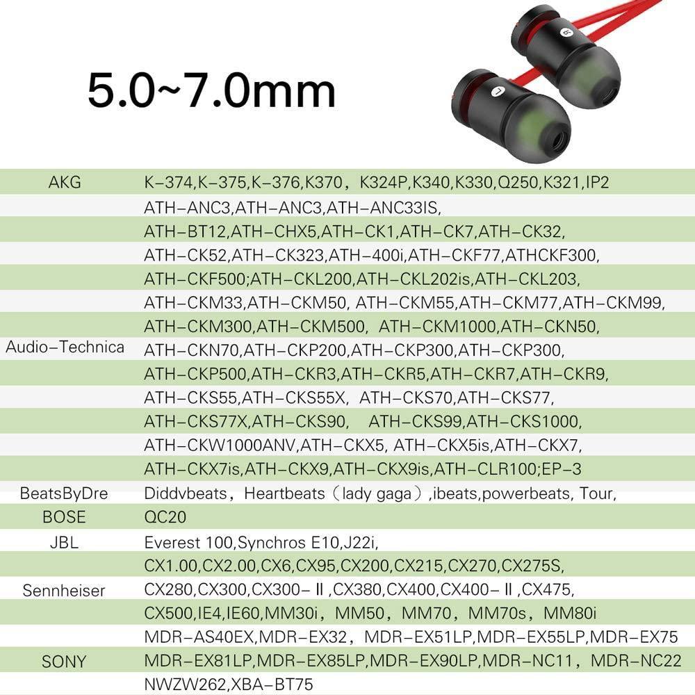 Earphone Tips New Bee Premium Replacement Earbud Tips Inner 4.9mm [3-Pair] + Silicone Earphone Tips Inner 4.9mm [3-Pair] for Headphones with 5mm-7mm Tip - Red 