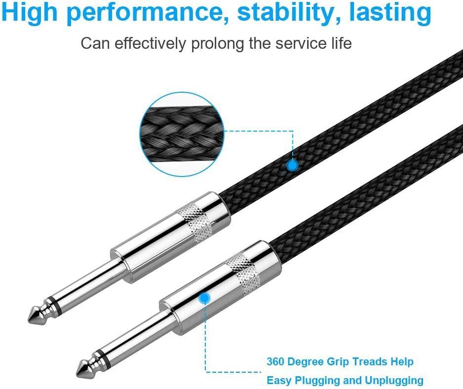 Guitar Cable 20 ft New Bee Electric Instrument Cable Bass AMP Cord 1/4 Straight to Straight for Electric Guitar, Bass Guitar, Electric Mandolin, Pro Audio