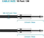 Guitar Cable 10 ft New Bee Electric Instrument Cable Bass AMP Cord 1/4 Straight to Straight for Electric Guitar, Bass Guitar, Electric Mandolin, Pro Audio