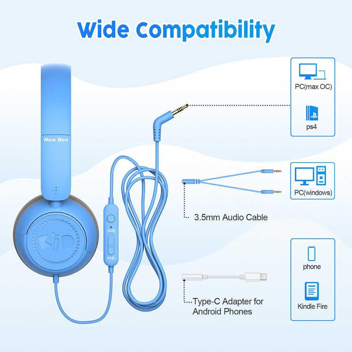 KH-18 Kid Safe Headphones - New Bee