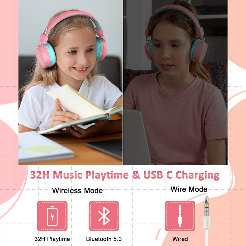 Kids Bluetooth Headphone Pink