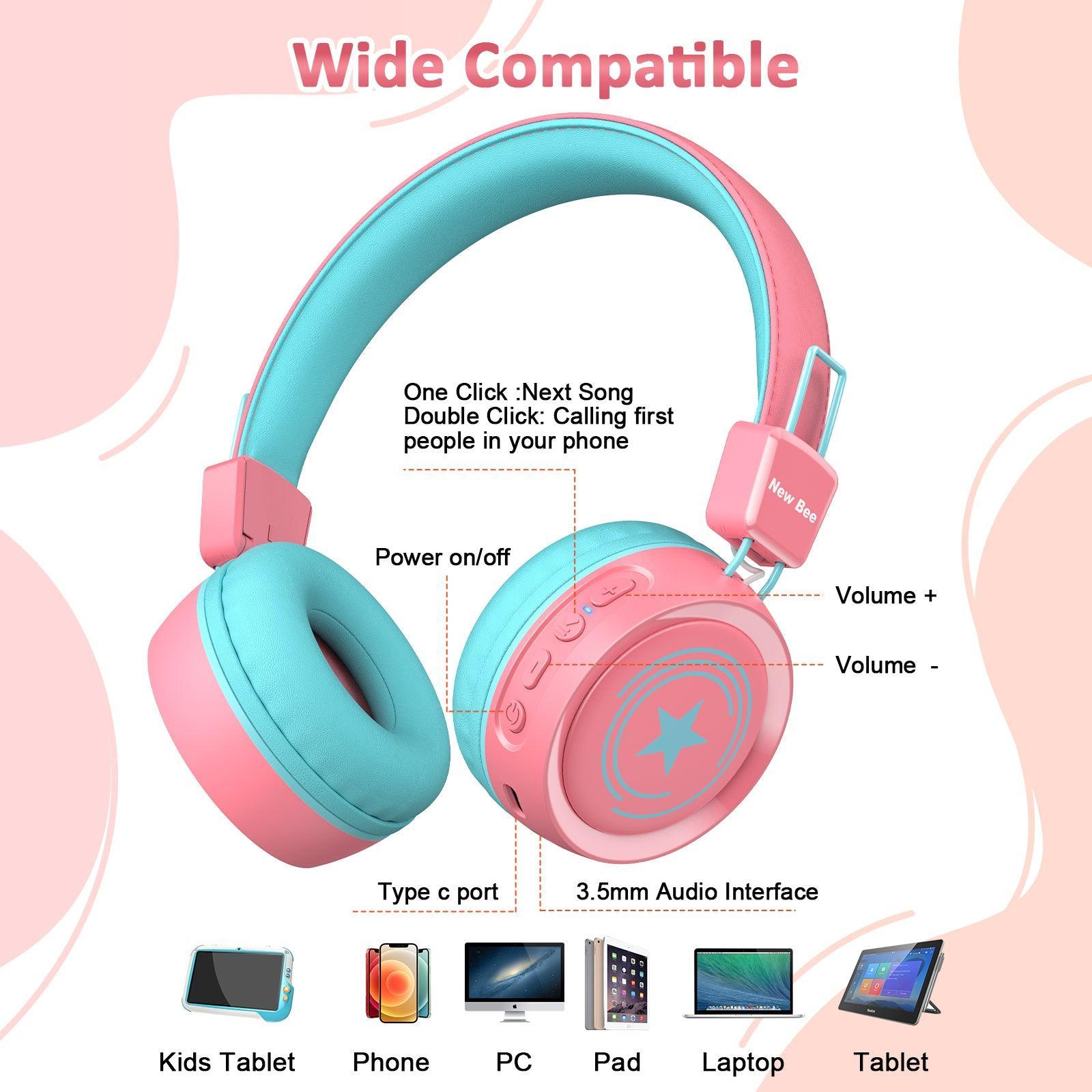 Kids Bluetooth Headphone Pink