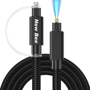 Optical Audio Cable 10ft New Bee Digital Toslink Cable 24K Gold-Plated Nylon Braided S/PDIF Cable for Home Theater, Sound Bar, TV, PS4, Xbox, Playstation