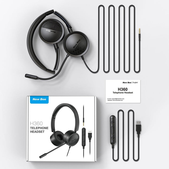 USB Office Computer Headset H360 - New Bee