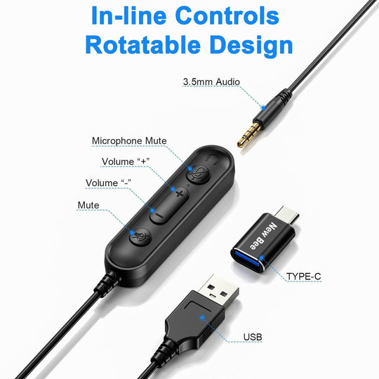 USB Office Computer Headset H362 - New Bee