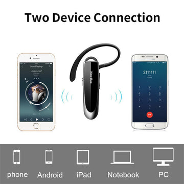  New bee [2 Pack] Bluetooth Earpiece Wireless Handsfree Headset  V5.0 24 Hrs Driving Headset with Mic 60 Days Standby Time Headset Case for  iPhone Android Samsung Laptop Truck Driver : Cell